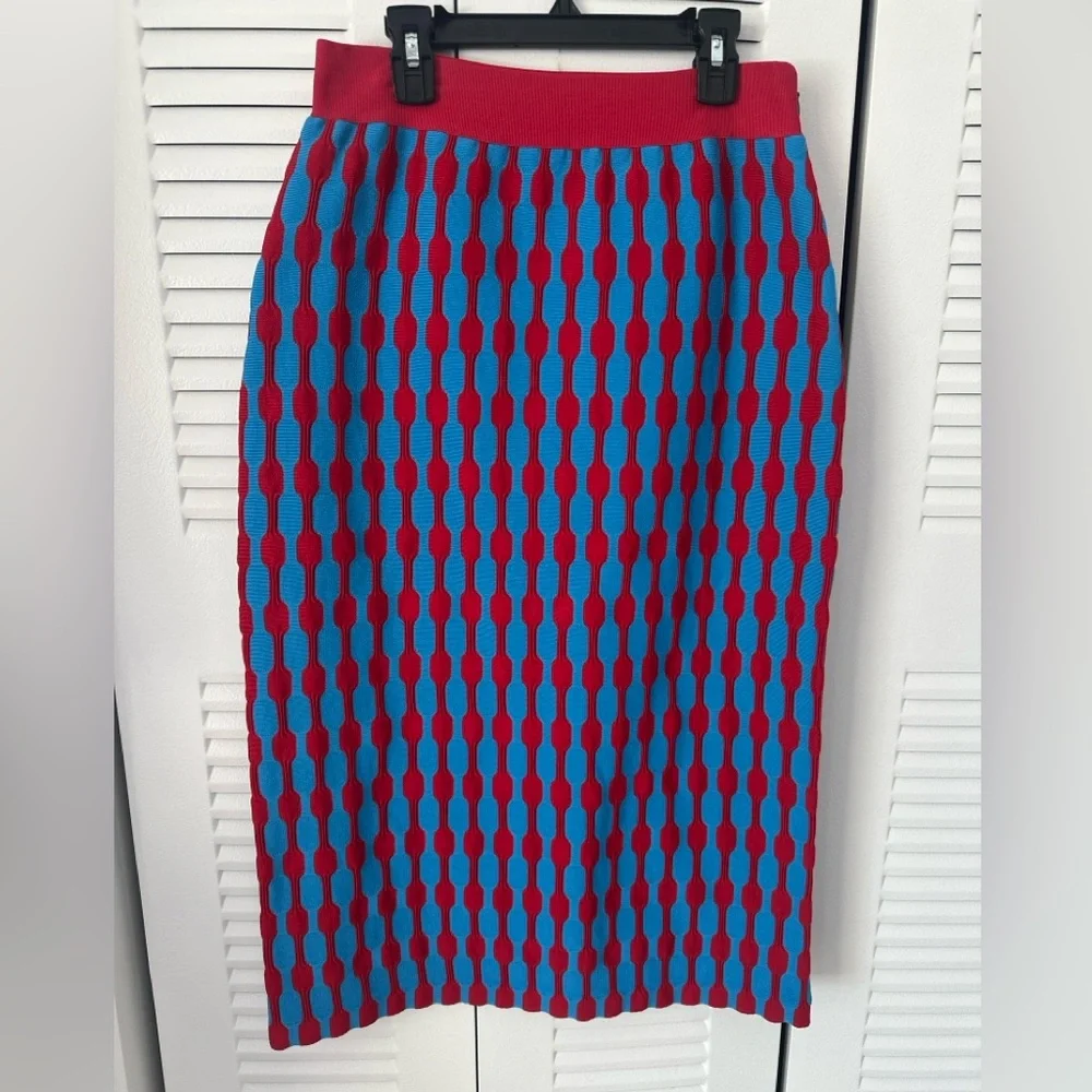 TORY BURCH Bubble Stripe Skirt blue & red - Picture 2 of 8